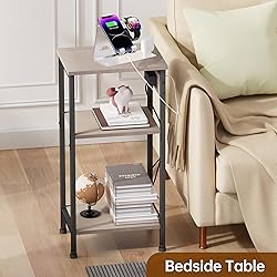 Asgolion Tall End Table with Charging Station, 3