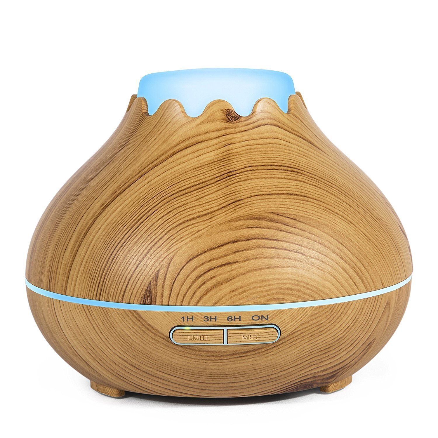 Umidificatore legno 150ml, Aroma diffusore, Wood looking umidificatore Snowberg Cool Mist Olio essenziale 7 colori LED Diffusore ad ultrasuoni per uso domestico Baby Office (aspetto del legno chiaro)