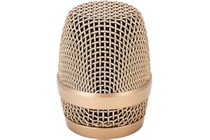Microphone Ball Head Mesh Stainless Steel Mic Replacement Head Cover Gold Color 37mm Inner Diameter 65mm Height for Baier 780