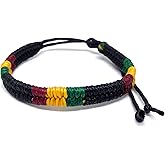 Rasta Braided Cotton Bracelet - Jamaican Adjustable Wristband for Men Women