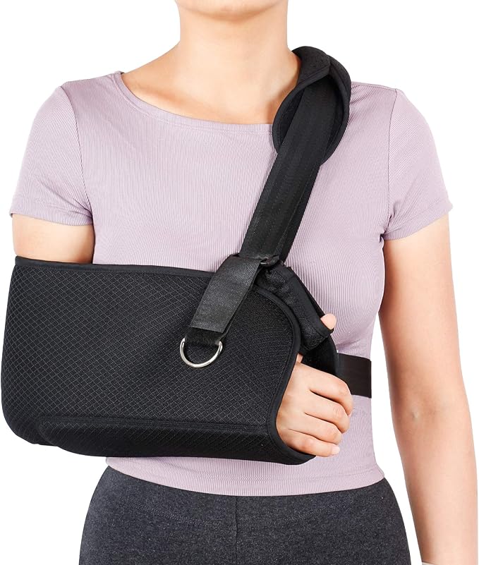REAQER Arm Sling with Thumb Support Adjustable Arm Shoulder and Rotator