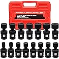 Universal Swivel Impact Socket Set, Premium Cr-Mo Steel | 15-Piece Metric 8mm - 22mm Set | 6 Point | 3/8-Inch Drive