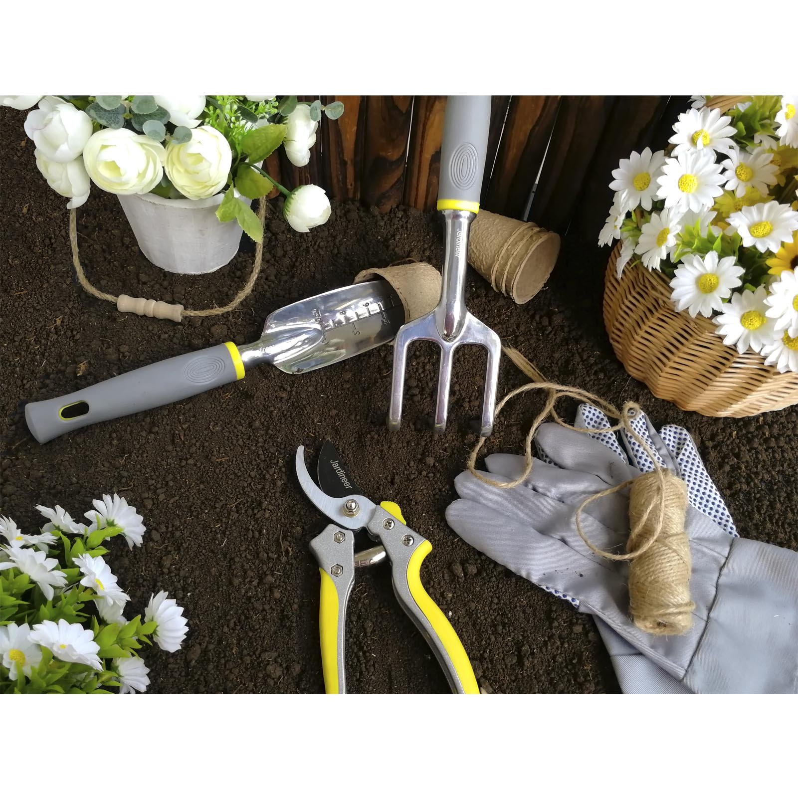 Jardineer Garden Tool Set 8 Piece Gardening Tools with Gardening Gloves
