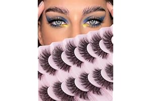 False Eyelashes Wispy Lashes Pack 3D Volume Fluffy Lashes Fake Eyelashes C Curl Strip Lashes Natural Looking Mink Eyelashes 7 Pair Siligli