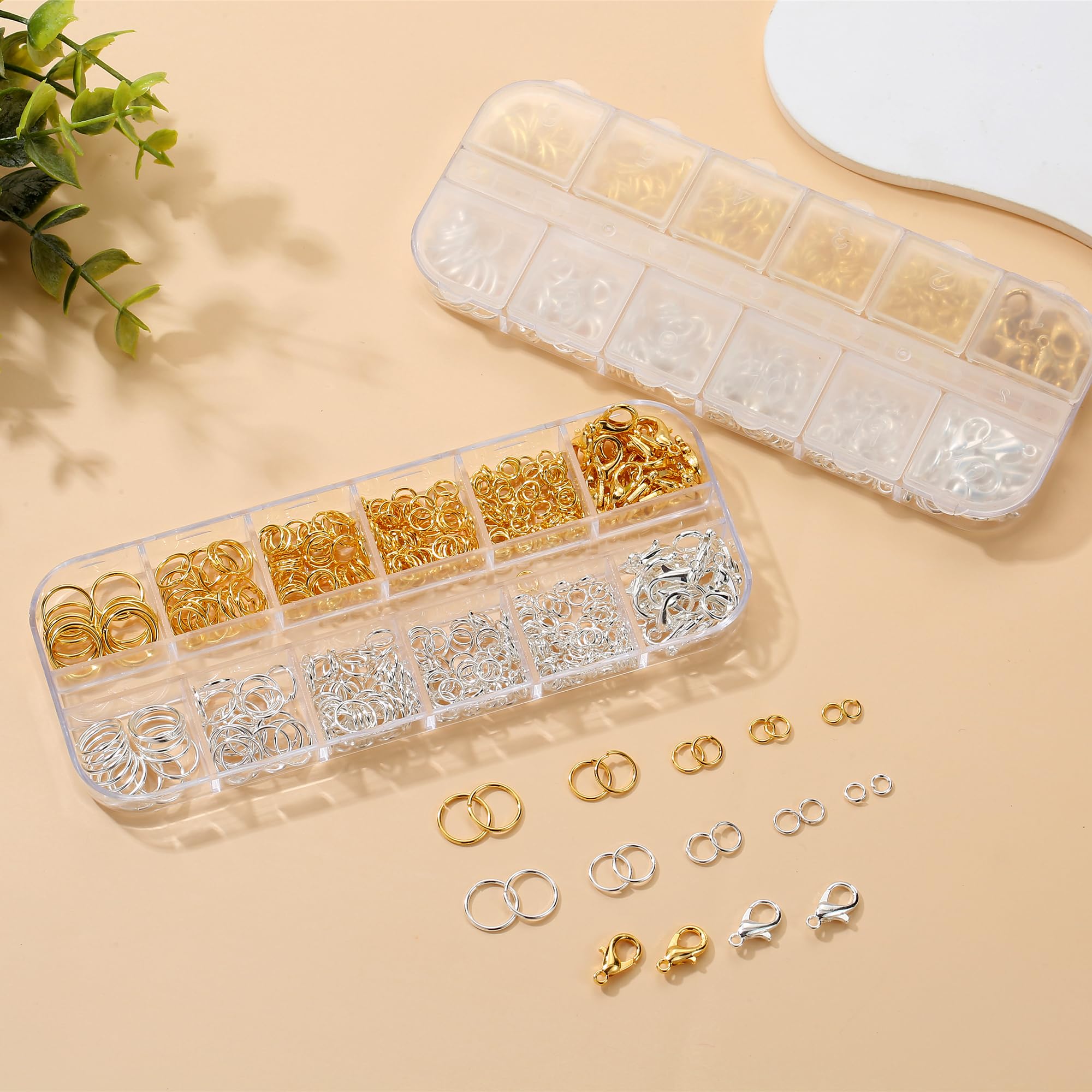 5 Sizes Silver and Gold Open Jump Rings, 500PCS O Rings and Lobster Clasps, Small and Large Jump Rings for Jewelry Making and Keychains