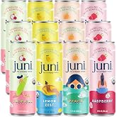 Juni Sparkling Adaptogen Drink, Mood and Focus, Variety 12 Pack | Ashwagandha, Lion&rsquo;s Mane &amp; Reishi Mushrooms, Green Tea for Focus, Zero Sugar, Organic