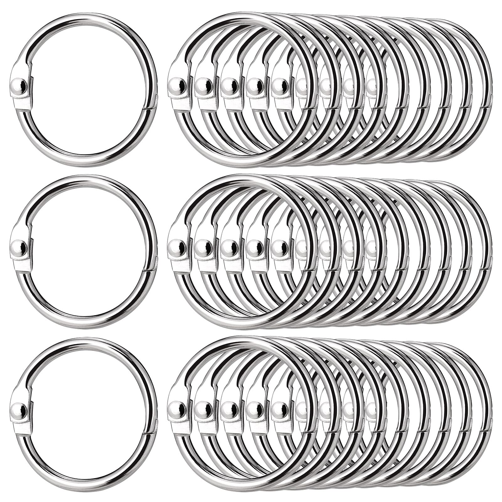 80 Pcs Binder Rings, 25mm Loose Leaf Binder Rings Nickel Plating, Flash Card Rings, Small Round Binding Rings, Book Rings, Metal Binder Rings for Flash Cards, Papers, Keychains