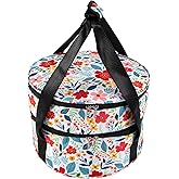 QHANSHIEE Casserole Carrier,12.5 Pie Carrier, Insulated Casserole Carrier Storage Bag with Carry Handles, 2 Compartments Insulated Lunch Bag Potluck Carrier Salad Bowl Holder (Floral)