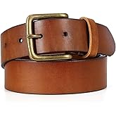 OZNDAS Men's Leather Belt Full Grain Leather Belts for Men Handmade Real Solid Top-Grain Leather Heavy-Duty Work Belt Gifts