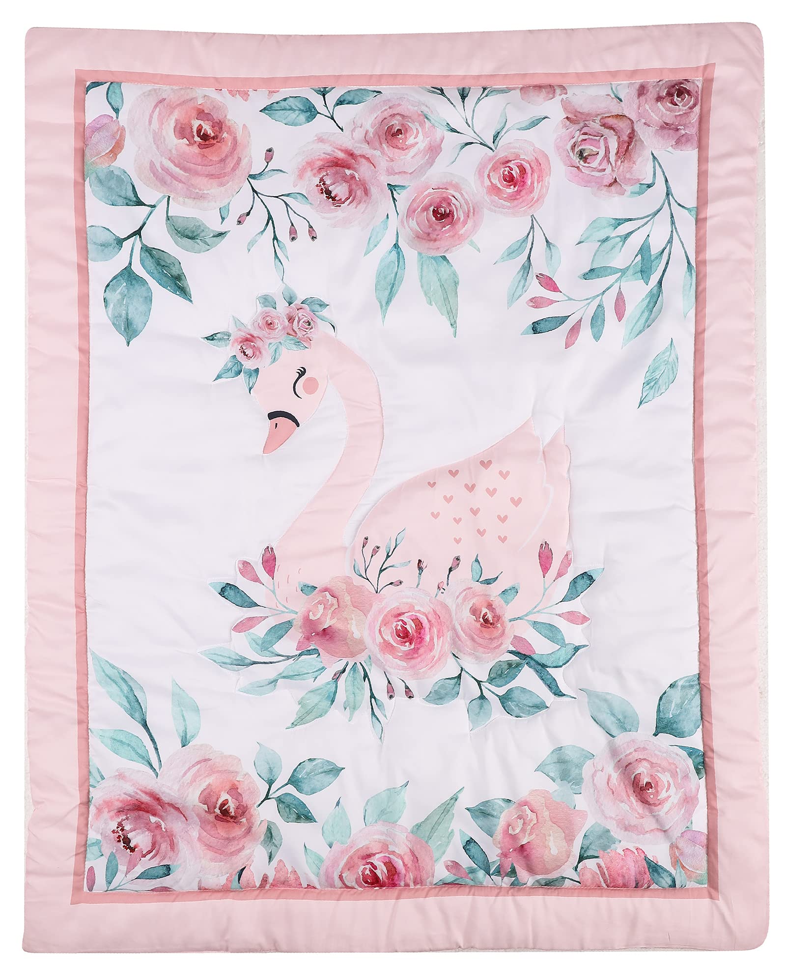 HMtideby Swan Themed Baby Toddler Blanket Quilt Cot Comforter Crib Baby Quilts for Boys and Girls Nursery Bed Throw Blanket 84x107cm, Suitable for All Season