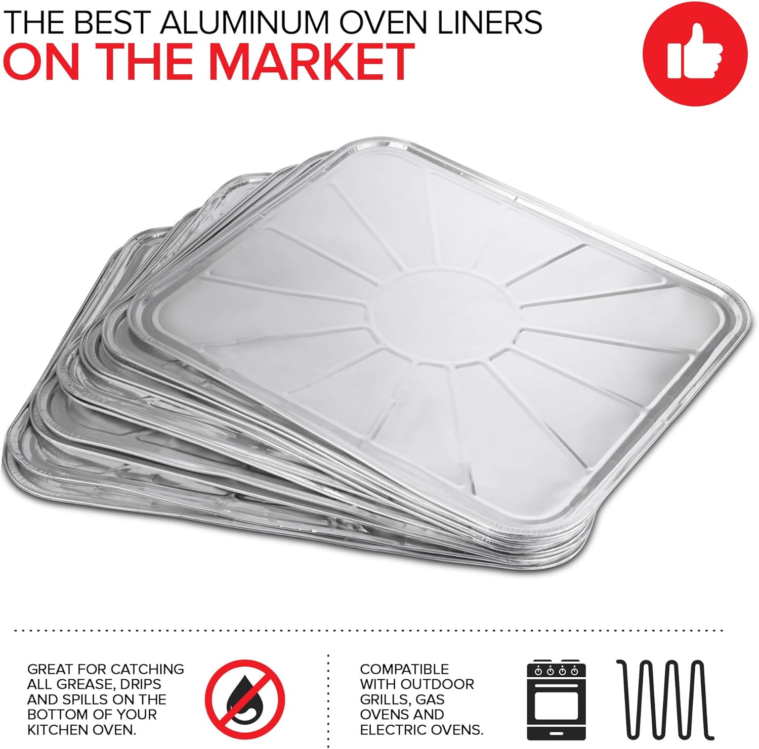 Disposable Foil Oven Liners (10 Pack) Oven Liners for Bottom of Electric Oven and Gas Oven - Reusable Oven Drip Pan Tray for Cooking and Baking - 18.5" x15.5”: Home & Kitchen