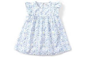 PATPAT Baby Girl's Floral Dress Ruffle Sleeve Cute Playwear Round Neck Dresses