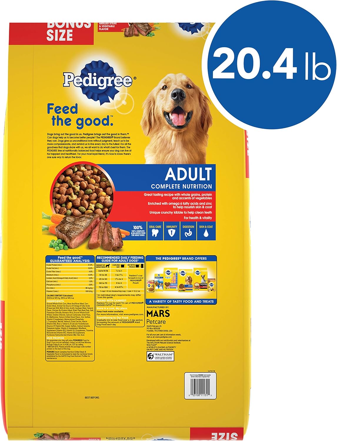 pedigree adult complete nutrition grilled steak & vegetable flavor dry dog food