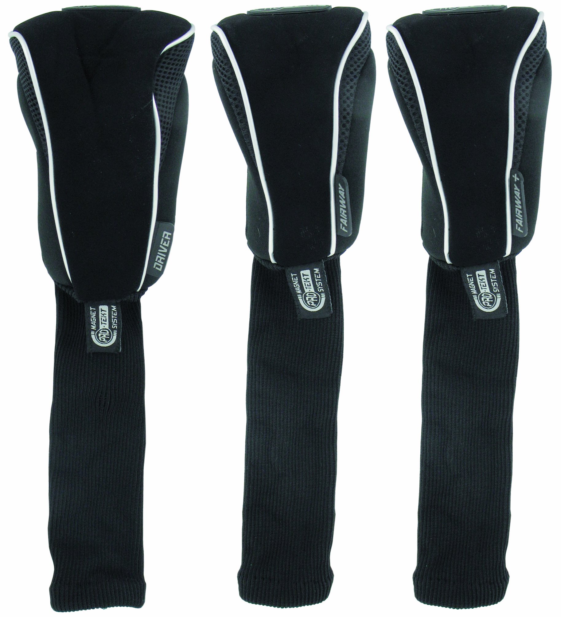 ProTekt Headcover Set of 3- Driver, Fairway, Fairway+ (Silver), Black