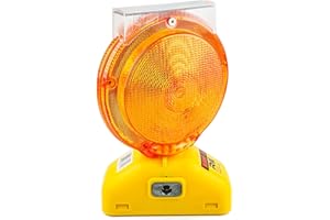 Troy Safety BLIGHT-ST Solar Rechargeable Barricade Amber LED Warning Lights | Traffic signal Flashing 2-Sided Visibility, Type A/C, 3-Way Operation Switch | W/Switch Pin and Bolt