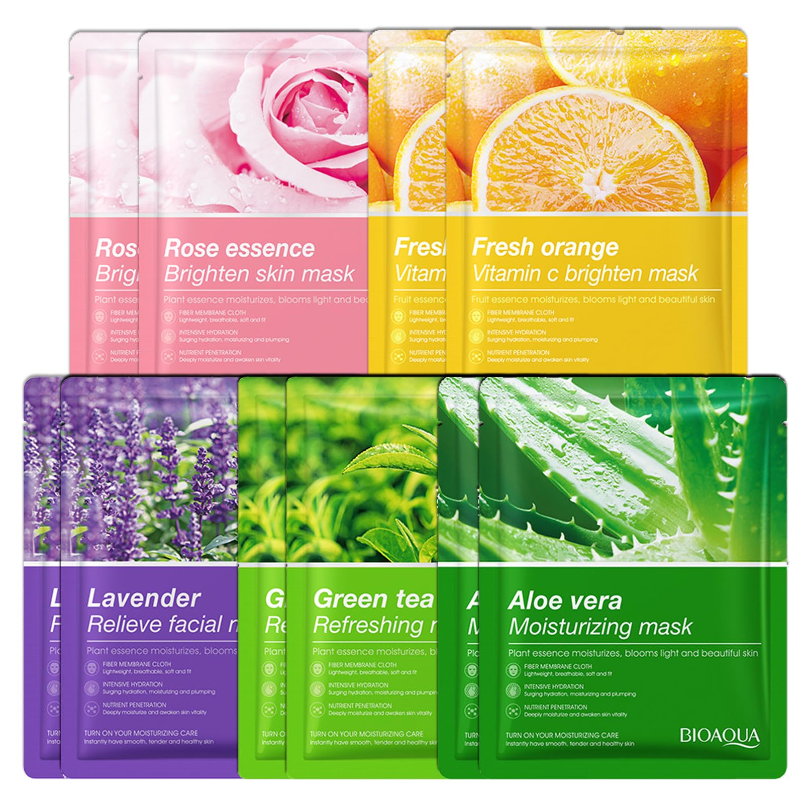 Sheet Mask,10 Pcs Fruit Extract Face Mask Set,Aloe Vera Gel Face Mask,Hydrating Face Mask,Face Masks Beauty-Improves Skin Face Care-Face Masks Skincare-Skin Care Sets For Women (10 Pack)