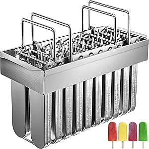 VEVOR 20PCs Stainless Steel Popsicle Models , Stainless Steel Ice Pop Models 98ml Capacity Each, Ice Cream Models Stainless Steel with 100PCs Popsicle Sticks Metal Popsicle Models w/Cleaning Brush