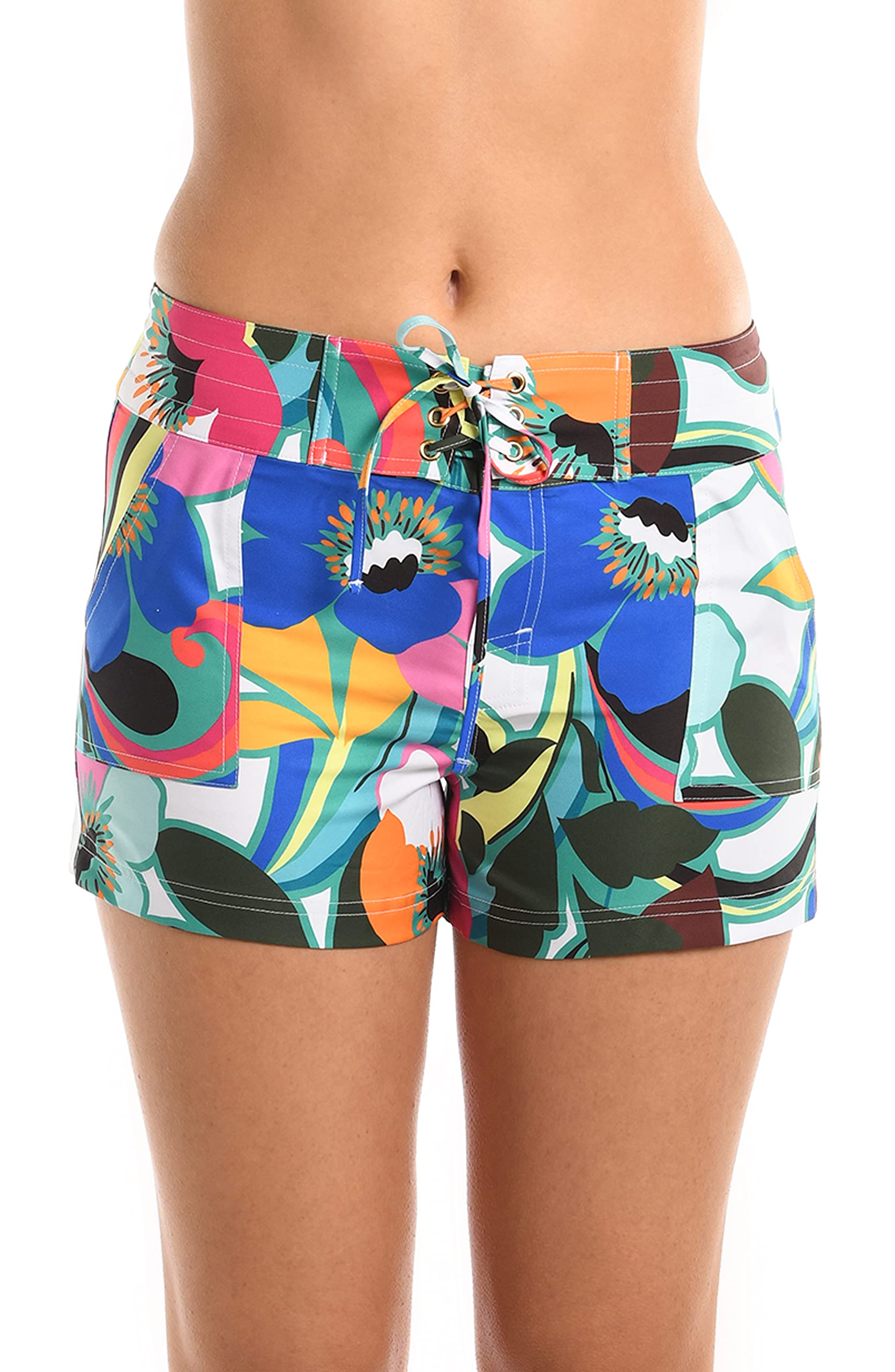 Photo 1 of La Blanca Women's 3" Board Short Swimsuit Bottom, Multi//Sun Catcher, Medium