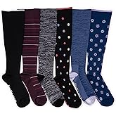 MUK LUKS womens 6 Pack Nylon Compression Knee-high Socks