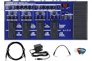 Boss ME-90B Bass Multi-Effects Bundle with Gearlux Power Supply, Instrument Cable, Patch Cable, and Picks
