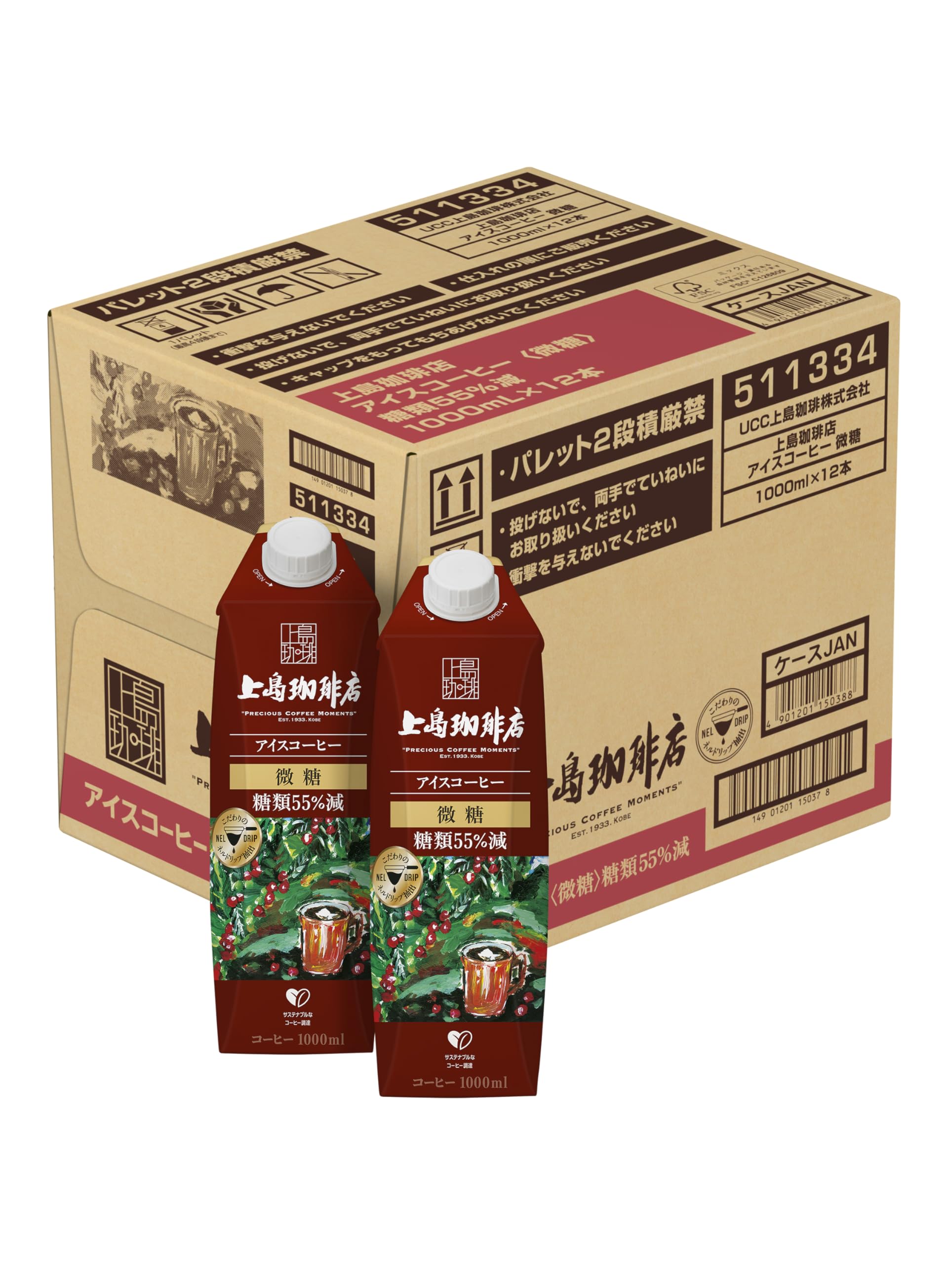 上島珈琲店 アイスコーヒー 微糖 紙パック 1000ml×12本商品画像