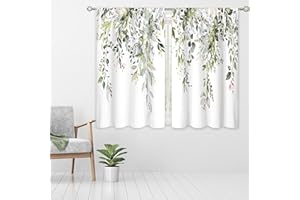 oolygoo Sage Green Eucalyptus Leaves Window Curtains Flower Watercolor Floral BotanicalPlant Wildflower Farmhouse Curtain Drapes Herb Curtains for Bedroom Living Room Treatment 2 Panels 42Wx45H Inch