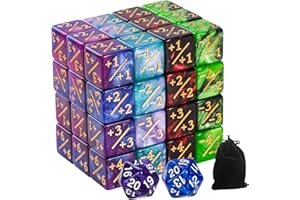 FLVDIERD 50 MTG Counters Dice Marble Bulk Spindown Life Counter Tokens Dice Buff Tokens Compatible with Magic Card Game Accessories CCG Creature Stats (Red&Green, Purple&Blue)