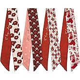 QIUTIMIY 4 Pack Purse Scarf Handbags Skinny Twill Hair Scarves Narrow Neck Scarf Band Women Fashion Accessories Bag Charms