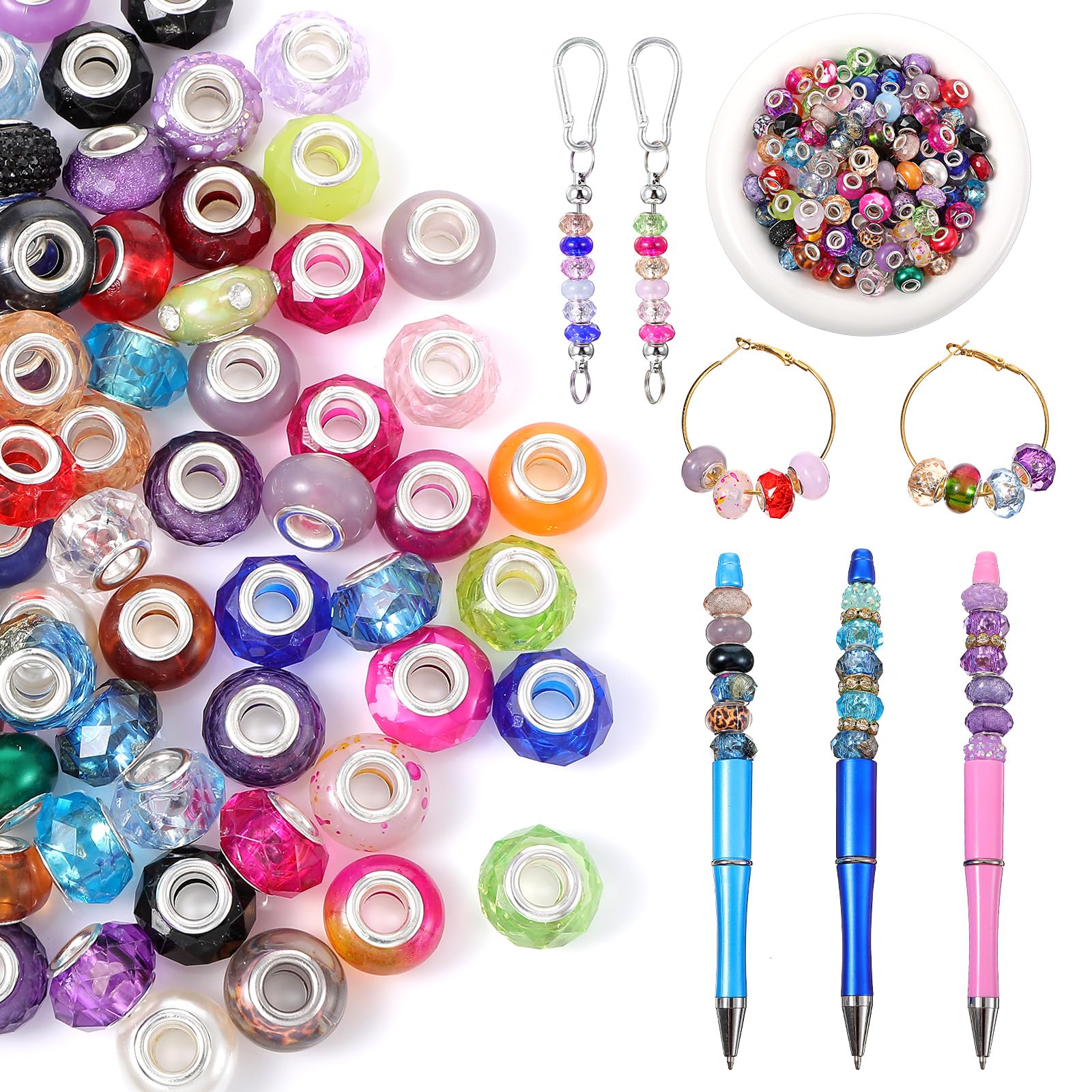 Photo 1 of 110PCS Beads for Beadable Pens, Acrylic Colored Mixed Pen Beads Making for Pens, Bracelets, Key Chains, DIY Crafts, Jewelry