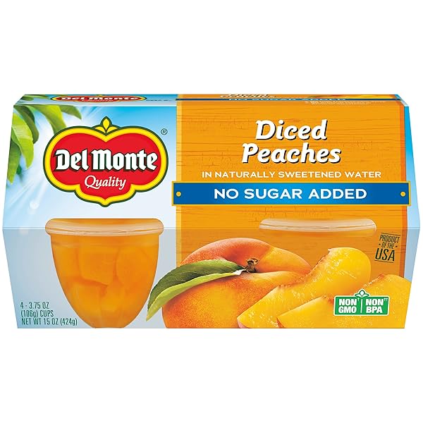 DEL MONTE, DICED PEACHES, 3.75 OZ, 4 CT