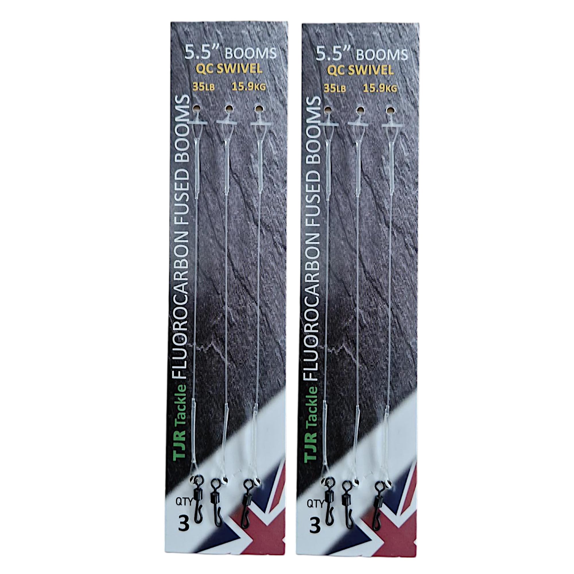 Twin Pack Fluorocarbon Leaders Quick Change Swivel Booms, 6 Booms (5.5 inch)