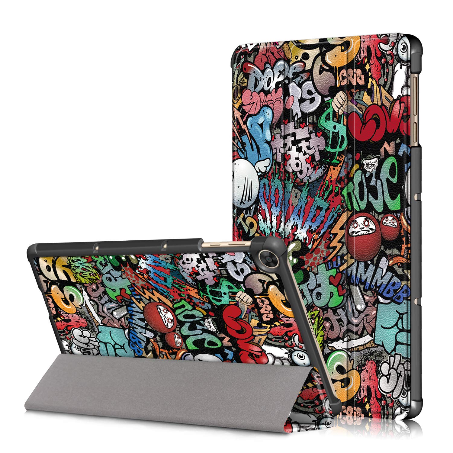 Bspring Cover Case Compatible with Huawei MatePad T10S / T10 2020, Ultra Thin Smart Leather Cover Case with Stand Function for Huawei MatePad T10 2020/T10S 2020，Graffiti