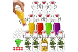 AuroTrends Swing Top Glass Bottles 4 oz 12Pack, Flip Top Glass Bottles with Airtight Flip Lids for Vanilla Extract Bottles/Home Brewing/Beverages/Oil (4 fl. oz, Set of 12)