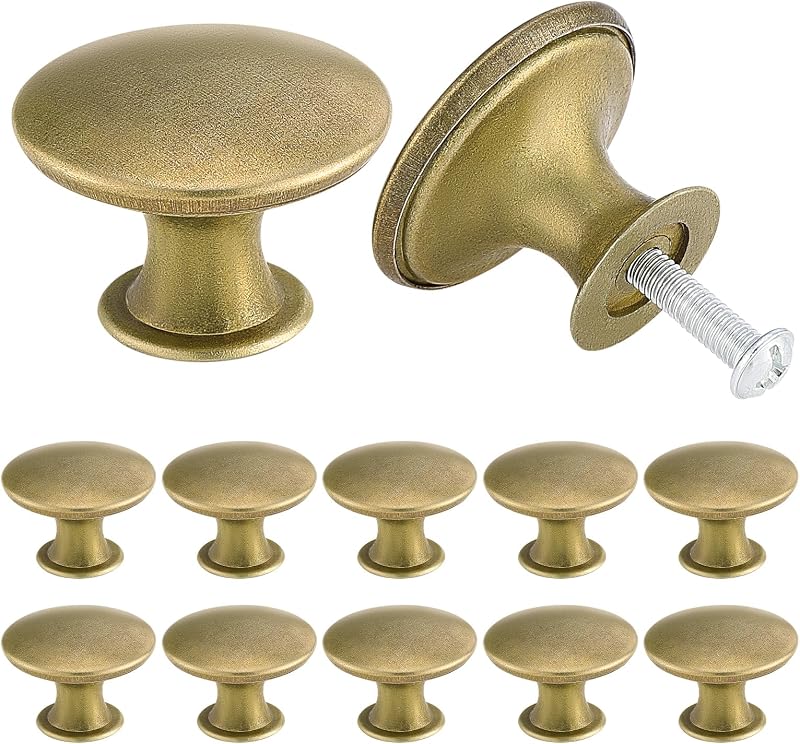 TsunNee 24Pcs Vintage Cabinet Knobs 30mm Round Antique Brass Furniture Handles