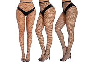 VOVEA Fishnet Stockings for Women, Stretchy Fishnet Tights High Waist Fish Nets Leggings Pantyhose, 3 Style Fishnets One Size