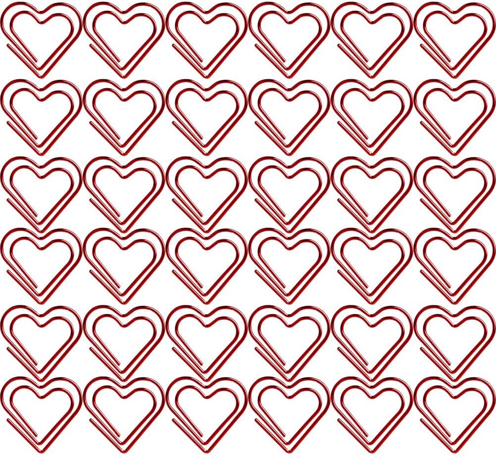 TOYMYTOYLove Heart Shaped Paper Clips Note Photo Sign Clips Bookmark Clips Stationery Office Accessories,100pcs(Red)
