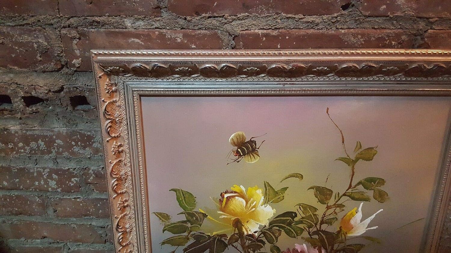 B01n3a6ubu Painting X In Oriental署名花元oil Lovelyフレーム 16 ベビーフォトフレーム写真立て 激安大特価 Baudouin Ma