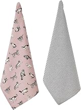 Penguin Home Set of 2 Recycled Cotton Tea Towels Grey Pink 50x70 cm