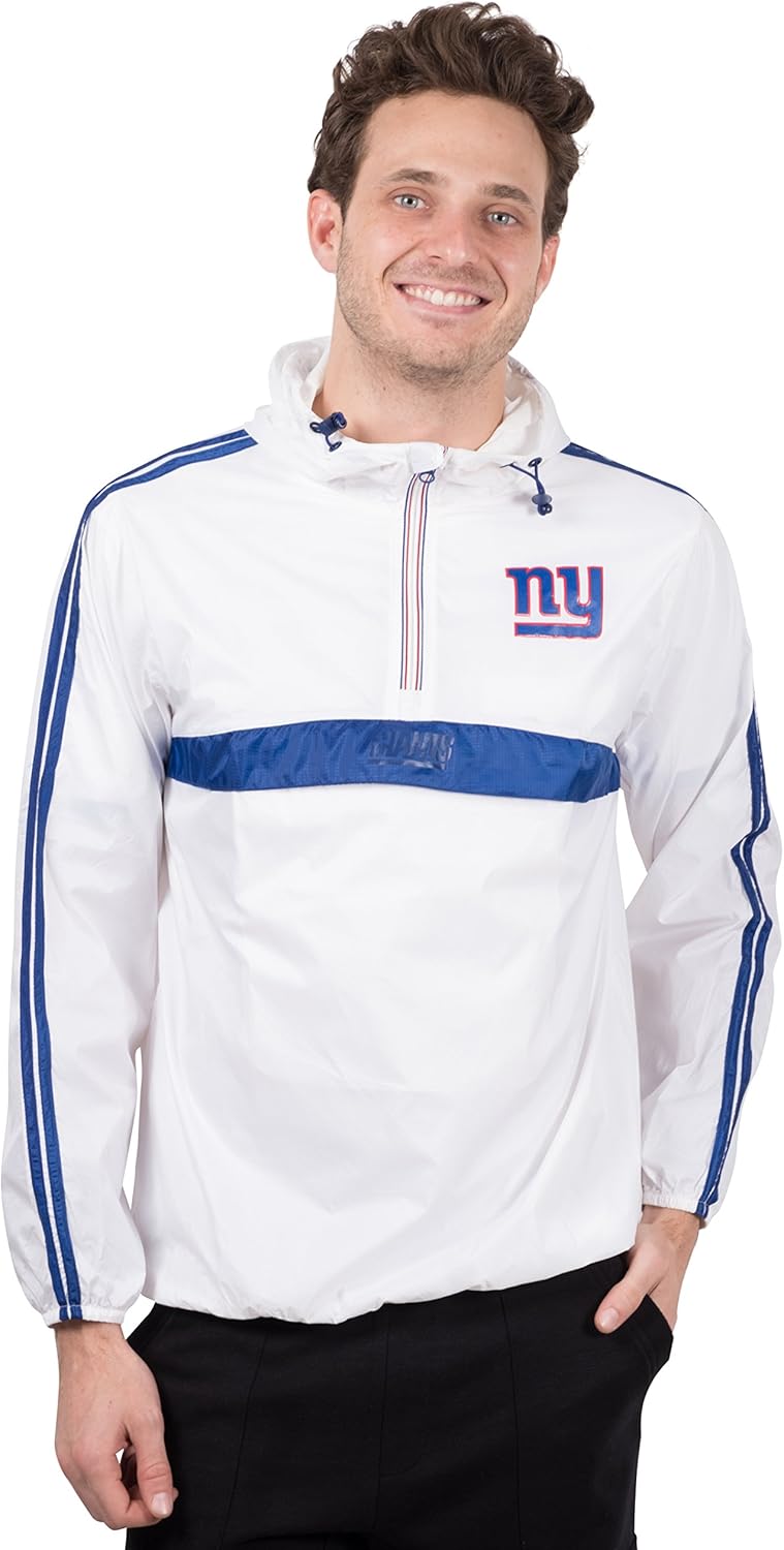 Ultra Game NFL Men's Quarter Zip Pullover Hoodie Packable Windbreaker Jacket : Clothing