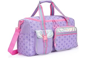Oruiji Kids Duffle Bag Girls Women Gifts Travel Overnight Bag for Girls Women Tote Sleepover Bags for Girl Gym Dance Bags with Shoes Compartment Purple