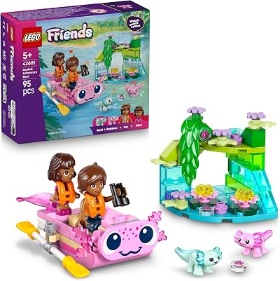 LEGO Friends Axolotl Adventure Boat Toy 42681 with 2 Mini Dolls & Axolotl