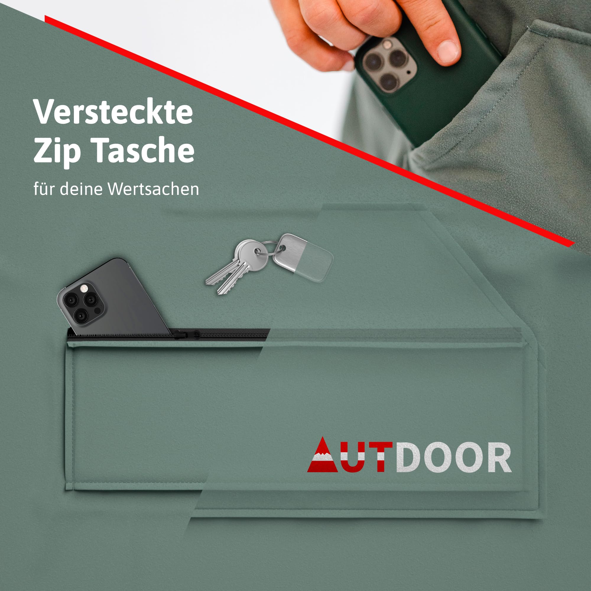 AUTDOOR® Mikrofaser Badeponcho Damen & Herren - nachhaltig aus 100% recycelten PET-Flaschen - Handtuch als Umziehhilfe für Strand und Wassersport - schnelltrocknend & kompakt (Grün, Kids) 9