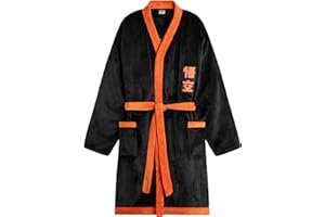 Dragon Ball Z Mens Fleece Plush Robe, Long Warm Bathrobe for Men, Fleece Robe