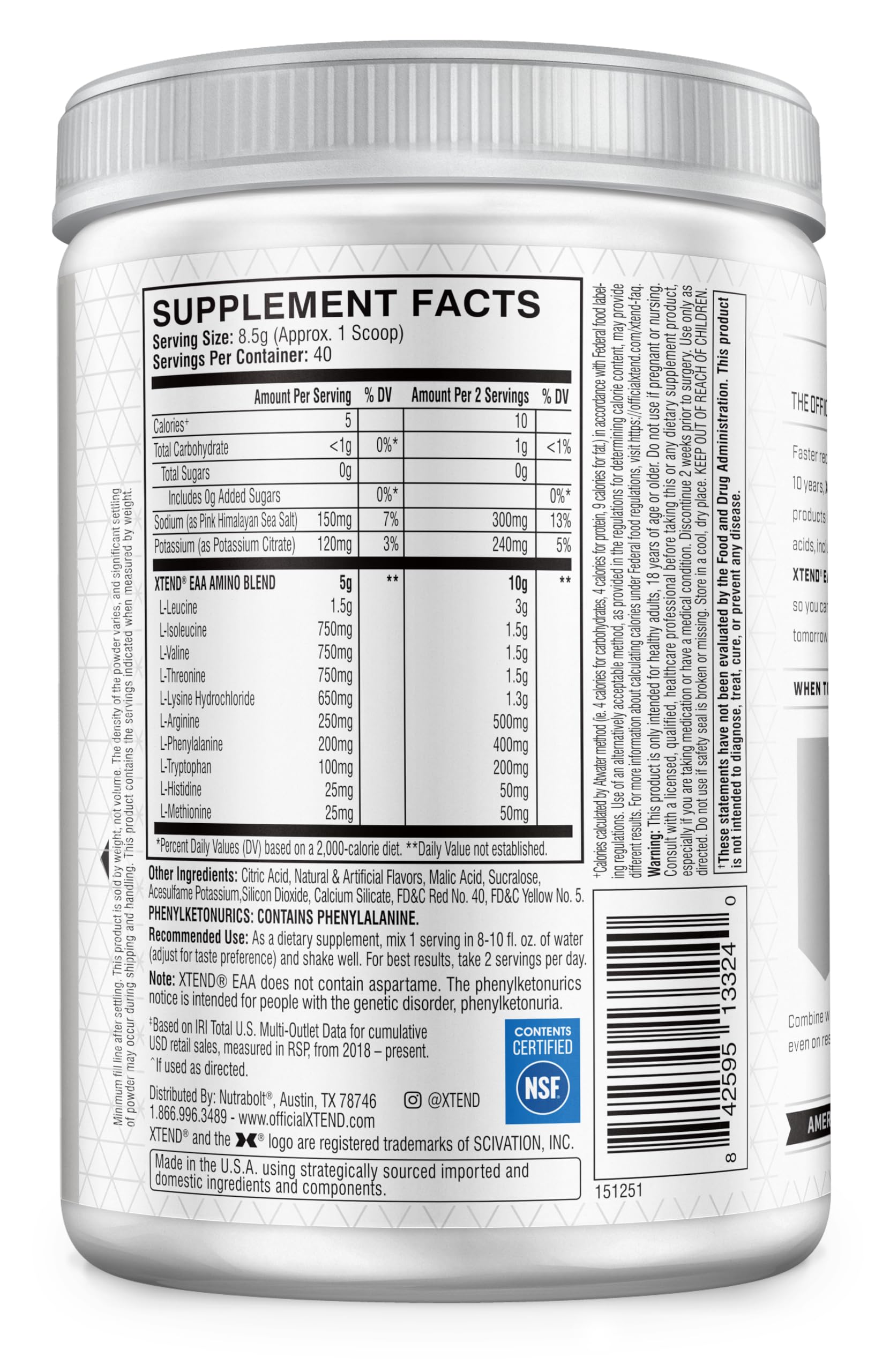 Xtend Scivation EAA + BCAA Powder | Muscle Recovery & Lean Muscle Growth | 9 Essential Amino Acids for Intra Workout or Post Workout Recovery | 10g EAAs Per 2 Servings | Blood Orange 40 Servings