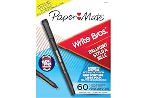 Paper Mate Ballpoint Pens, Write Bros. Black Ink Pens, Medium Point (1.0 mm), 60 Count