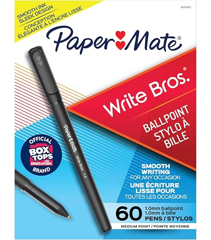 PAPER:MATE Replay Stylo à Bille – Lot De 12 – Encre Noire Permanente – Trait 0,4 Mm – Gomme Intégrée
