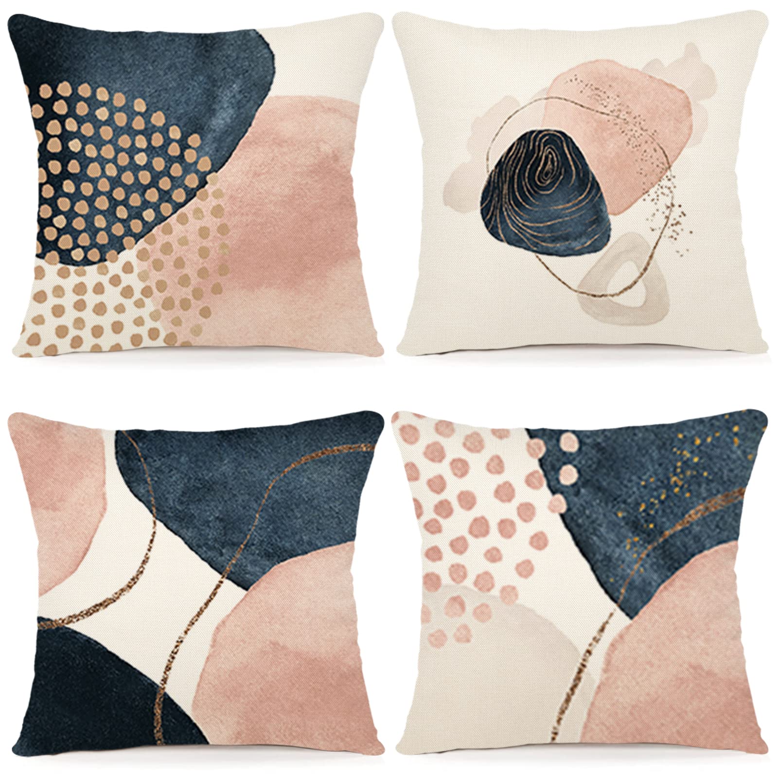 YCOLL Cushion Covers 40x40 Set of 4 Linen Sofa Cushion Modern Abstract Flowers Watercolor Painting Throw Pillow for Sofa Bedroom Couch Outdoor Covers 40x40 A091 — image 1