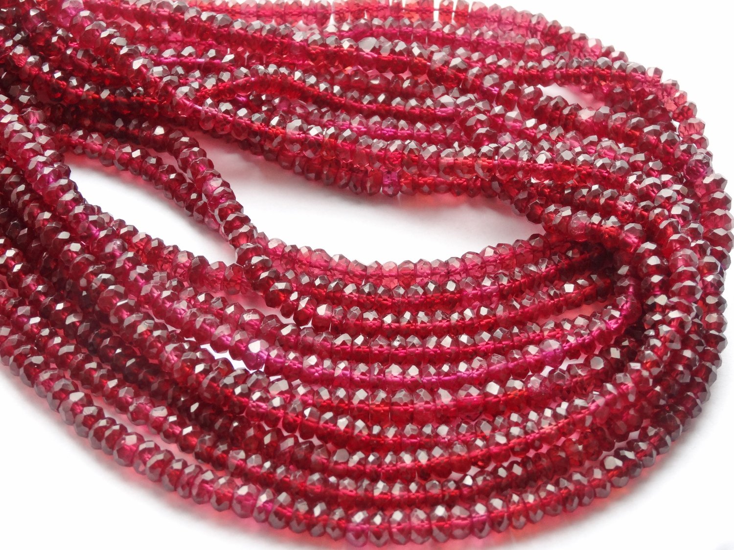 Be You 3-4mm Faceted Rondelle Natural Garnet Gemstone Beads 13" Strand