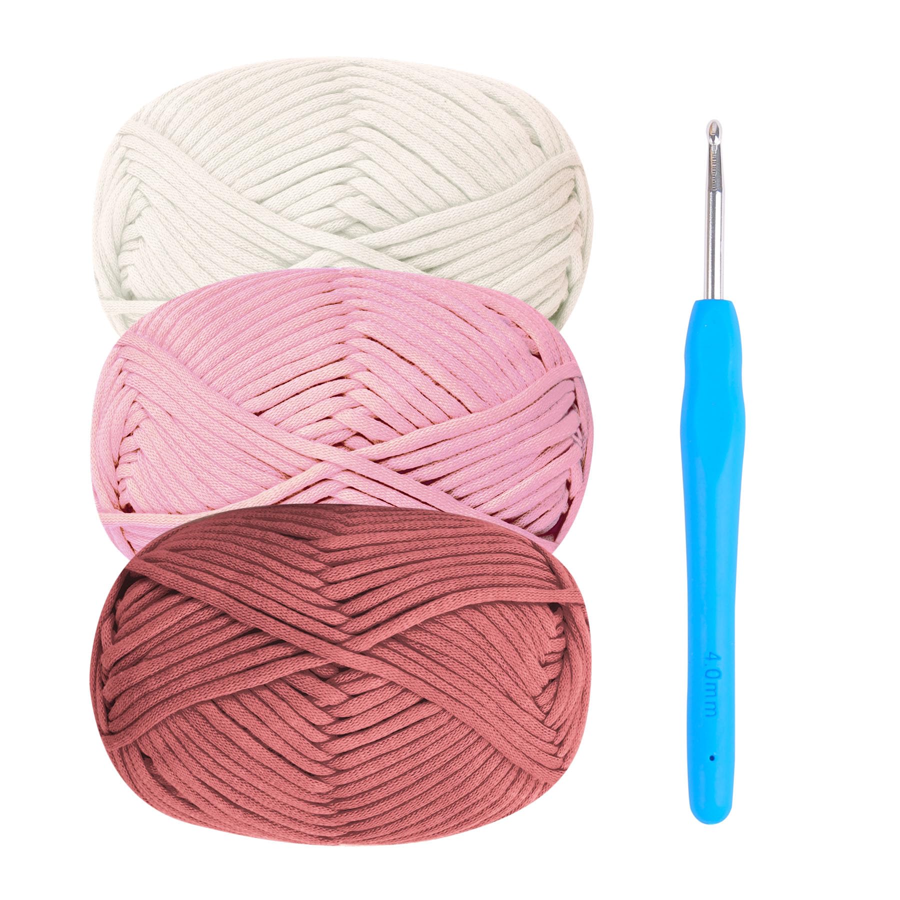 Chunky Yarn for Crochet,Cotton Thick Wool for Crochet 3x50g Crochet Yarn for Beginners Amigurumi Yarn with 4mm Hook,Easy Crochet Starter Kit