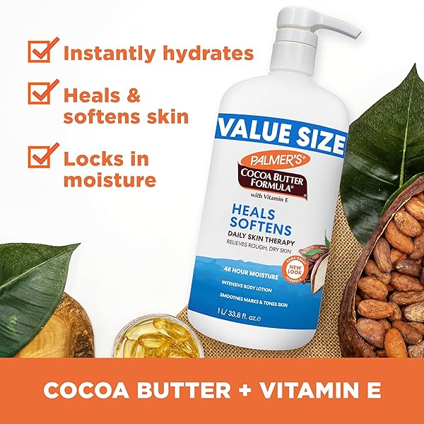 PALMER’S COCOA BUTTER FORMULA DAILY SKIN THERAPY BODY LOTION, 33.8 OZ PUMP BOTTLE, INTENSIVE MOISTURIZER FOR DRY AND ECZEMA-PRONE SKIN, ENRICHED WITH VITAMIN E, HELPS PROVIDE 48-HOUR DEEP HYDRATION